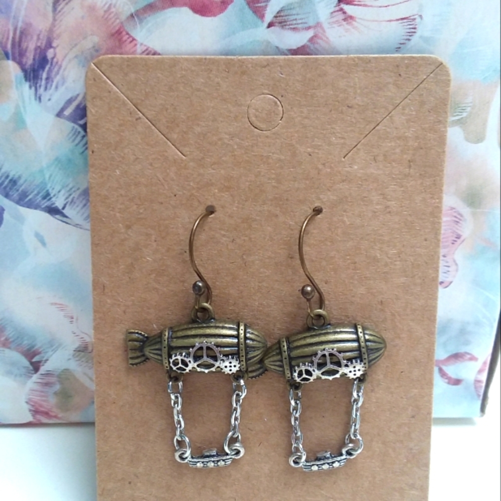 Steampunk Zeppelin Hot Air Balloon Earrings